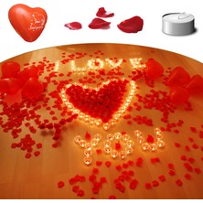 İkigünde Sevgiliye Evlilik Teklif Seti 900 Gül Yaprağı 20 Balon 30 Mum