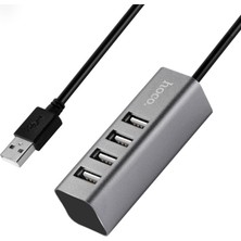 Hoco 4 Port USB Çoklayıcı Alüminyum Gövdeli Koyu Gri