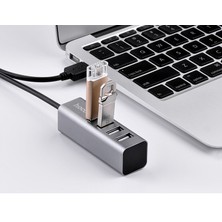 Hoco 4 Port USB Çoklayıcı Alüminyum Gövdeli Koyu Gri