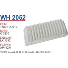 Wunder 6'lı Paket Toyota Corolla - Avensis D4D Diesel - 08 Hava Filtresi Oem No:17801 - 0G010