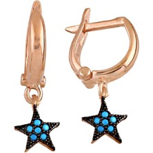 Argentum Concept Firuze Taşlı Rose Gümüş Yıldız Küpe