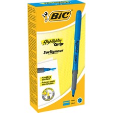 Bic Highlighter Grip Fosforlu Kalem Mavi 12'Li Kutu