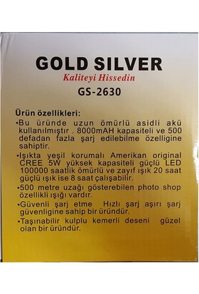 Gold Silver Gold Silver Gs-2630 Şarjli Fener