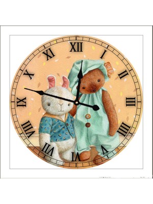 Markakanvas Ahşap  Yuvarlak Çocuk Duvar Saati