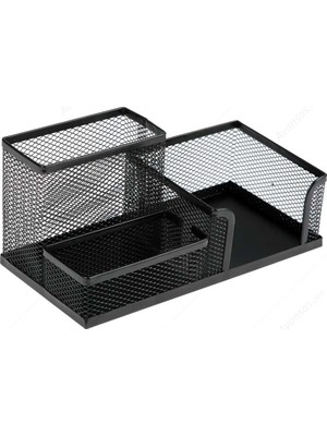 Gıpta Metal Masa Seti 3 Gözlü Siyah Renk 25x15x10 cm Kırtasiye Ürünleri için