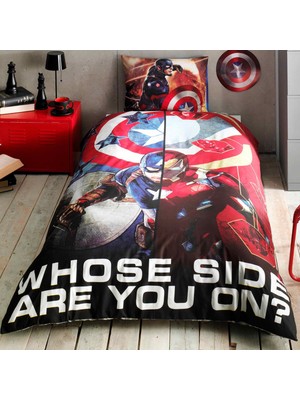 Taç Lisanslı Tek Kişilik Captain America Movie Nevresim Takımı