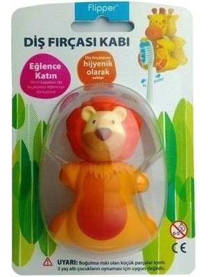 R.O.C.S. Flipper Aslan Desenli Hijyenik Diş Fırçası Kabı - Dayanıklı Plastik Seyahat ve Saklama Kutusu