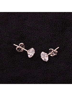 Tek Taş 6 Mm Gümüş Küpe 1787