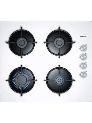 Siemens Eo6C2Pb11O Beyaz AnkasTRe Cam Ocak, 4 Gözü Gazlı, Tekli Çelik