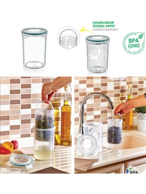 Helen's Süzgeçli Saklama Kabı 1500ML LC-470