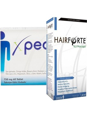 Hairforte Xpecia 60 Tablet + Hairforte  Sprey Erkek Set