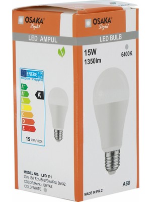 Osaka Light 15Watt-100watt  A-60 Led Ampül Beyaz