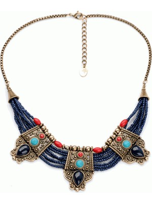 Myfavori Mavi Boncuk Maxi Chokers Kolye