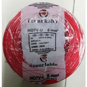 6 Mm Nya Kablo Tek Damar Kırmızı 100 Metre