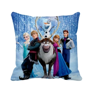Frozen Karlar Ülkesi Anna Elsa Olaf Aile Saten Yastık