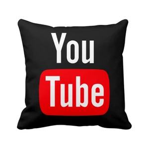 Youtube Siyah Sosyal Medya Saten Yastık