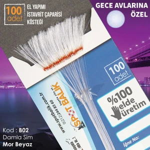 B02 İstavrit Çinekop Gece Çapari Kösteği Mor Beyaz 100Ad 12 No Siyah İğne