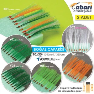 10x30 Organze Düğümsüz Kıyı Çaparisi 2li Paket Açık Yeşil - 11 No Siyah İğne