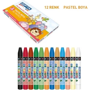 Pastel Boya Karton Kutu 12 Renk Altıgen Şekilde Çocuklar İçin Eğlenceli Boyama Seti