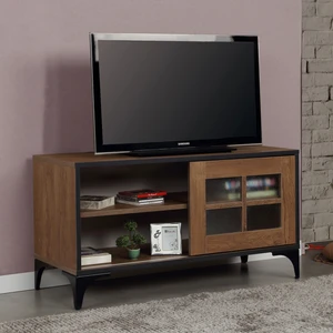 Pasific Home Revival Metal Ayaklı Sürgülü Tv Ünitesi,100 Cm, Koyu Meşe