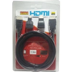 3İn1 Hdmı Micro Mini Kablo Set 1.5 Metre