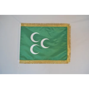 Bayrakal Osmanlı 3 Hilal Çift Kat Saten Simli Bayrak 50x75cm.