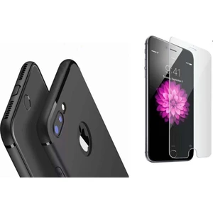 Teknoarea Apple iPhone 7 Plus Kamera Korumalı İnce Mat Silikon Kılıf + cam