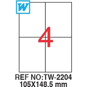 105 x 148,5 Mm Laser Etiket Tw-2204