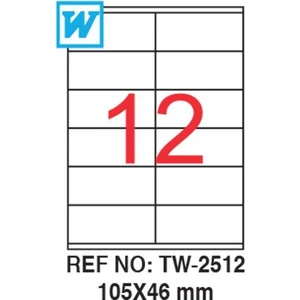 105 x 46 Mm Laser Etiket Tw-2512