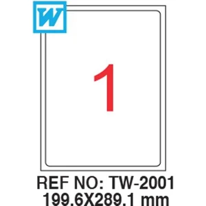199,6 x 289,1 Mm Laser Etiket Tw-2001