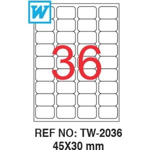 45 x 30 Mm Laser Etiket Tw-2036