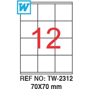 70 x 70 Mm Laser Etiket Tw-2312
