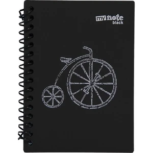 My Note Black Spiralli Bisiklet Desenli A6 60 Siyah Yaprak Çizgisiz Defter