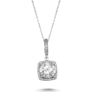 Silver & Silver Zirkon 5 ct Zarif  Kolye