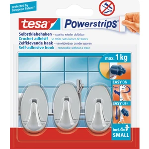 Tchibo tesa Powerstrips® Küçük Oval Çıkarılabilir Krom 3'lü Askı