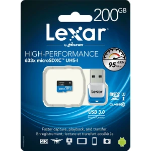 200GB 633X microSDXC UHS-I 95Mb/sn + USB3.0 (Class 10) U1 Hafıza Kartı