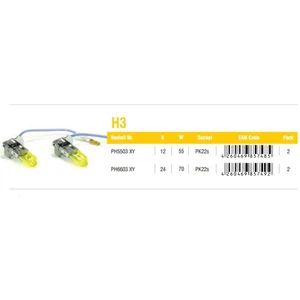 H3 12V 55W Xtreme Yellow 3000 Kelvın