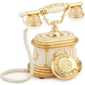 Anna Bell Hisar Ahşap Beyaz Altın Telefon