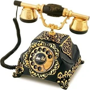 Anna Bell Şehrazat Antik Siyah Altın Varaklı Telefon