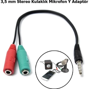 Coverzone  Kulaklık Mikrofon Speaker Y Splitter Çift Jack Çıkışlı Kablo
