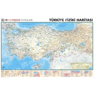 Harita Türkiye Fiziki Haritası 70x100 Çitalı Yazılıp Silinebilir