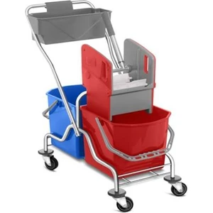 krom çift kovalı temizlik arabası seti