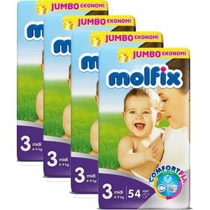 Bebek Bezi Comfort Fix Jumbo 4'Lü Paket  3 Beden 216 Adet