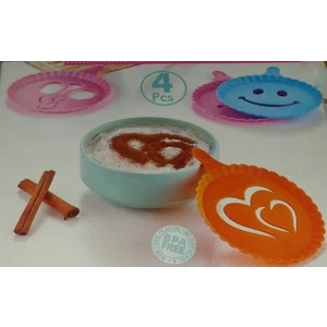 Renkli Kahve Süsleme Şablonları (4 Adet)