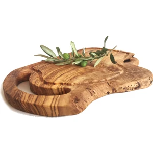 Zeytin Doğal Formlu Oyuklu,  Oluklu  Steak Tahtası  ( Afrodit)
