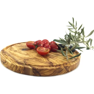 Zeytin, Yuvarlak, Oluklu Steak / Pizza Tahtası Orta ( 25 cm )