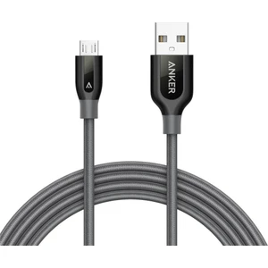 PowerLine+ Micro USB Örgülü Şarj/Data Kablosu 1.8 Metre- Gri - Taşıma Çantalı (Anker Türkiye Garantili)