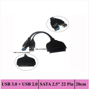Usb 3.0 + Usb 2.0 / Sata 2.5" 22 Pin Hard Disk Driver Convertor Adapter Kablo - 20Cm