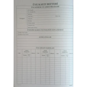 Üye Kayıt Defteri Ciltli 96 Yaprak