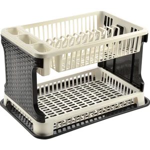 Tuffex Rattan İki Katlı Tabaklık - Beyaz